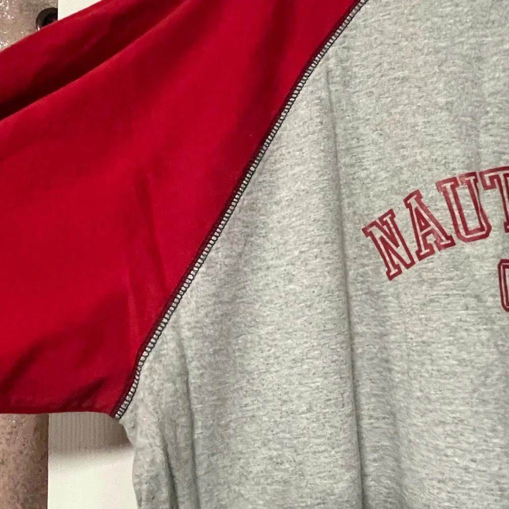 Men’s Náutica Long Sleeve Shirt Red/Grey/ with Black Stitching Size 2Xl - Picture 4 of 4